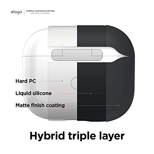 Elago Liquid Hybrid Case Compatible With Airpods 3Rd Generation Case - Compatible With Airpods 3 Case Cover, Triple Layer Protection, Wireless Charging, Shock Resistant, Easily Cleaned (Black) #TOP2
