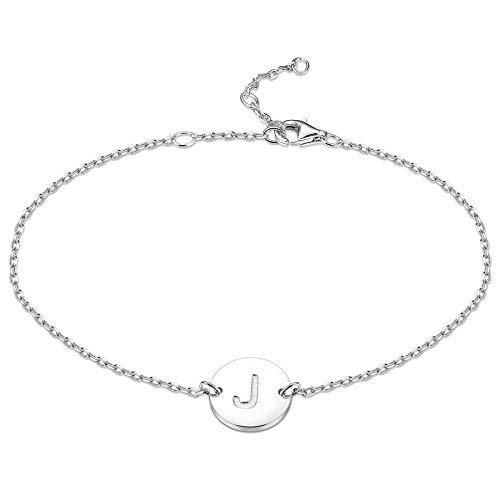 sailimue Pulseras Plata de Ley 925 para Muje Niñas Inicial de Cadena Letra A-Z Pulsera 16.5+5CM Ajustable Cover
