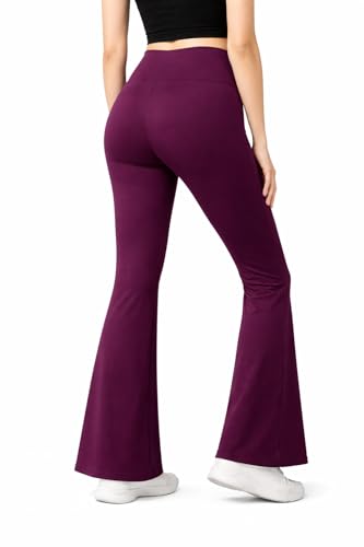Image of Imperative Women's Crossover High Waist Flared Yoga Pants with Phone Pocket, Comfort-Fit, Track Pants, Gym Tights