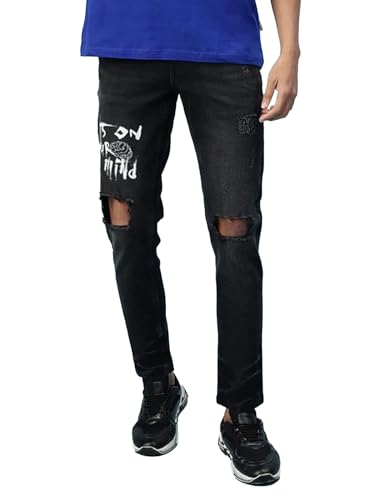Image of Veirdo Pure Cotton Slim Fit Ankle Length Mid Rise Denim Jeans for Men