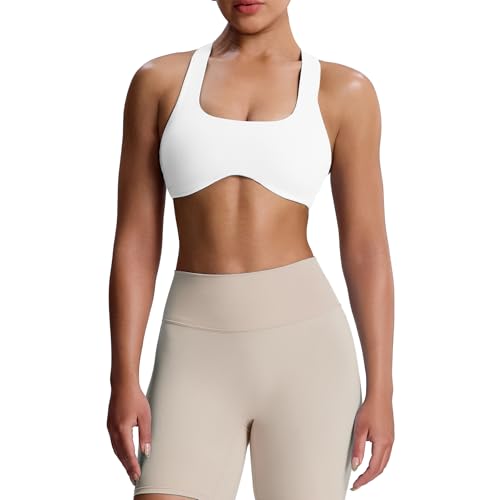 Image of Aoxjox Define Sculpt Racerback Sports Bra | women's workout fitness yoga crop tank, breathable fabric, 4-way stretch, moisture-wicking, gym essential