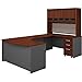 Series C Right Hand Bow U-Shaped Desk with Hutch and Storage in Hansen Cherry Gray