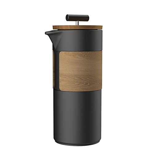 MERAXI Prensador de café y Tetera Simple portátil de Viaje Cerámica Prensa Francesa Olla Cafetera Hecha a Mano Tetera Juego de café (Color : Black, Size : 450ml)