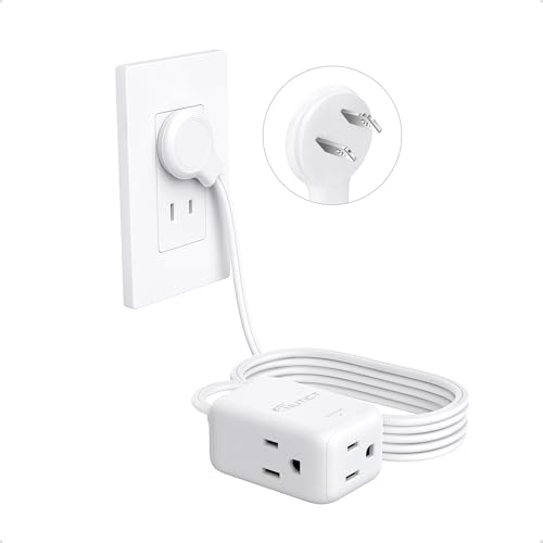 10FT Flat Plug Two Prong Extension Cord, 2 Prong to 3 Prong Outlet Adapter