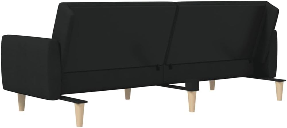 Sofa Bed Black Fabric (100% Polyester) Living Room Furniture