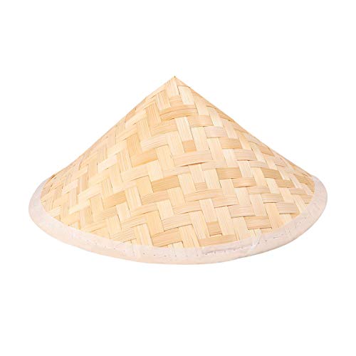 LIOOBO Sombrero de bambú Hecho a Mano Sombrero de bambú Oriental Chino de la Pesca del Cono de Paja para los niños 23.5x14.5cm