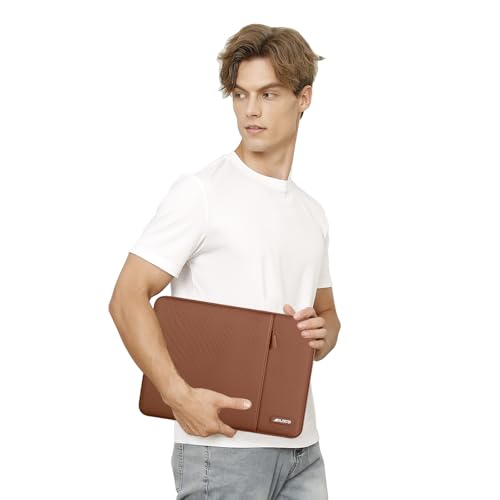MOSISO Laptop Sleeve Bag Compatible with MacBook Air/Pro, 13-13.3 inch Notebook, Compatible with MacBook Pro 14 inch M3 M2 M1 Chip Pro Max 2024-2021, Polyester Vertical Case with Pocket, Caramel Brown
