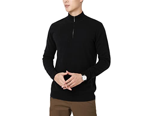 Pull col zippé homme cachemire noir contre le froid hivernal avec élégance Haitpant