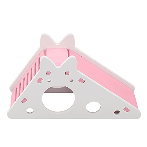 Fockety Sicheres Hamsterhaus aus Holz mit Klettertreppe, Hamsterspielzeug mit Glatter Oberfläche, Lustiges Holzspielzeug Zum Trainieren und Spielen von Haustieren, Ideal für Besitzer (PINK)