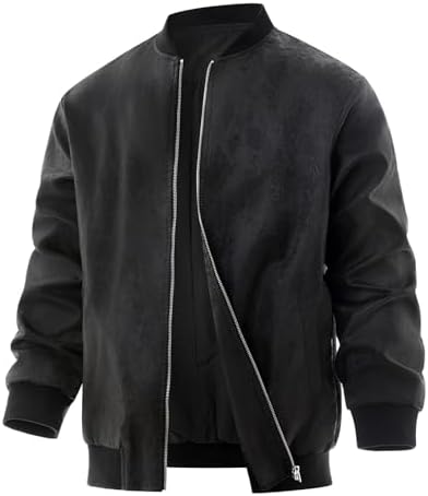 ODIZLI Men's Bomber Jacket Long Sleeve Zip Up Jacket Windbreaker 70s Disco Night Party Nightclub Jackets