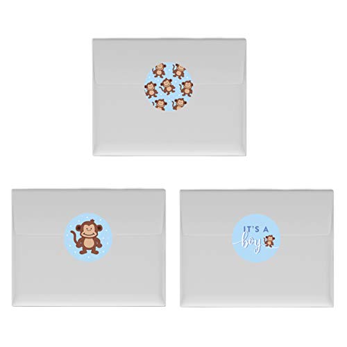 Andaz Press Chocolate Drop Labels Trio, Boy Baby Shower, Sweet Monkey, 216-Pack, Fits Kisses Party Favors, Envelope Seals, Decorations #TOP2