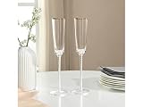 Vente-unique Lot de 6 flûtes en verre soufflé bouche et bordures dorées GARANCE - Transparent - H27.5 cm - 12 cl