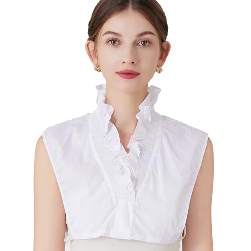 XEPST Cuello Falsos Mujer, Falsa Camisa Mujer Elegante Cuellos Desmontables Camisa Falsa Cuello Camisa Falsos Mujer Media Blusa Camisa Blanca Mujer Cuello en V Camisetas