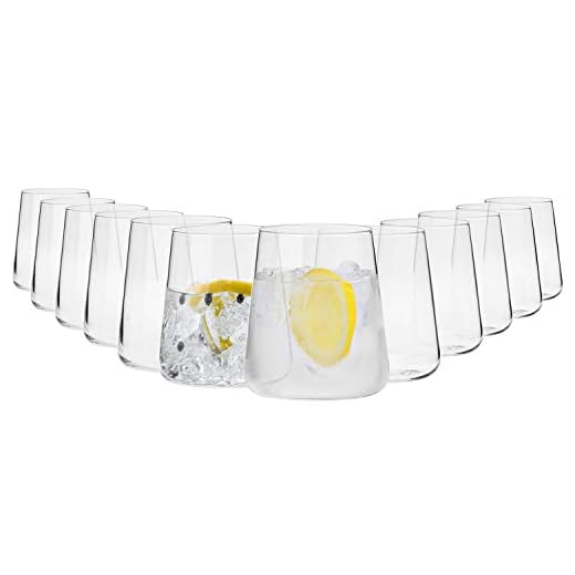 Krosno Gin Gläser Wassergläser Weißweingläser Trinkgläser | Set von 12 | 380 ML | Avant-Garde Kollektion | Perfekt für Hause Restaurants und Partys | Spülmaschinenfest