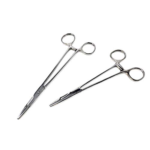 Set of 2 Olsen Hegar Needle Holder Clamps - Hemostats with Scissors Stainless Steel - Perfect for Suture Removal, First aid, Fly Fishing and More (6.5 + 7.5)