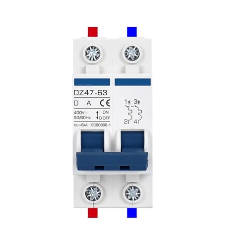Disyuntor de CA industrial DZ47 D interruptor automático 2P 63A para motor curvo
