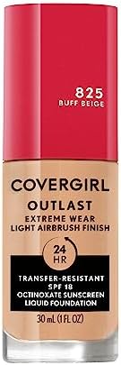 Covergirl Outlast Extreme Wear 3-in-1 Full Coverage Liquid Foundation, SPF 18 Sunscreen, Buff Beige, 1 Fl. Oz.