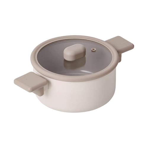 Chou Chou Kitchen Nonstick 2.6QT Stock Pot with Silicone Rim Lid, Healthy Cooking Ceramic Coating Casserole with Handle, Induction Compatible Cookware, Stew, Soup, Noodle, Made in Korea (8