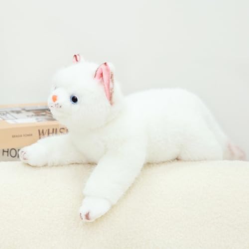 Image of PEACH CAT Cat Stuffed Animal 15 inch Realistic Kitten Plushies Soft Plush Toys Gifts for Kids White