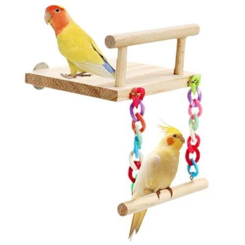 QingWing Ouets pour Oiseaux, Perchoirs à Oiseaux en Bois avec Couleur Balançoire, Jouet...