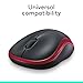 Logitech M185 Wireless Mouse, 2.4GHz with USB Mini Receiver, 12-Month Battery Life, 1000 DPI Optical Tracking, Ambidextrous, Compatible with PC, Mac, Laptop - Red