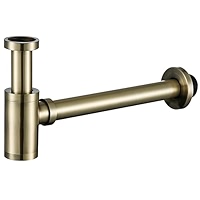 RANDOM Brass Contemporary Round Bottle P Trap 1 1/4,Basin Sink Waste Drain P Trap Kit (Antique) 83888A