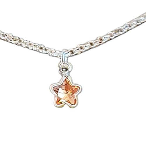 Colgante de topacio naranja y plata 925 con cadena de 45 cm