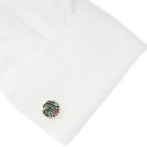Men Mother Pearl Cufflinks With Box Gold Plated Rim Lapis Cuff Links Wedding Gift3