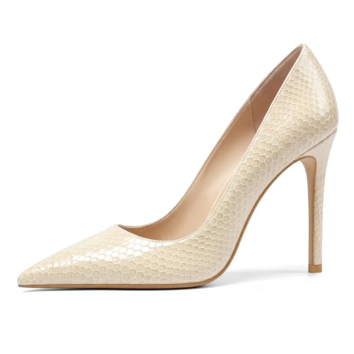 Image of Eldof Women's Classic Dress Pumps Shoes, Sexy Pointed Toe 4 inch Stiletto High Heels, Office Formal Slip On Size 5-13