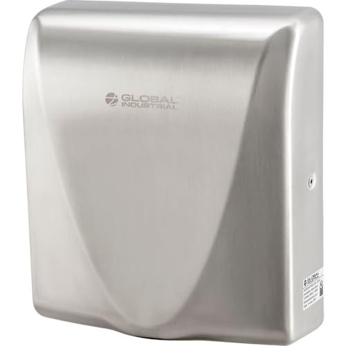 Global Industrial 641565 High Velocity Automatic Thin Hand Dryer ADA Brushed Stainless 120V