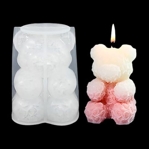 Zayookey 3D Rose Bear Candle Mold Cover