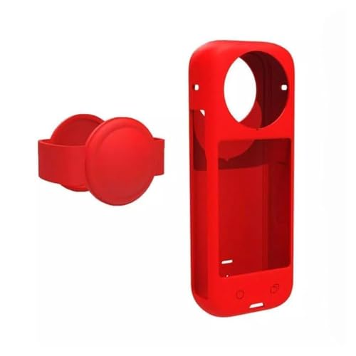 Image of Action Pro Silicone Protective Cover + Lens Cap Compatible with Insta360 X4 Action Camera (Red)