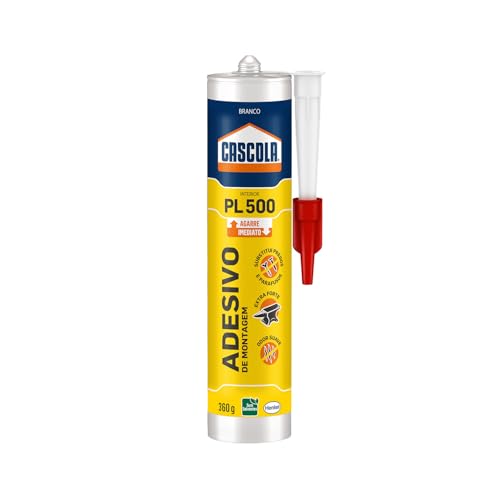 Cascola Cola Monta & Fixa PL 500 Interior, Adesivo de montagem extraforte, Cola para madeira, MDF, compensado, concreto, entre outros materiais, Cartucho com 360g
