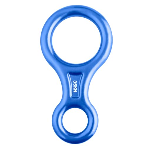 Azarxis Descensor Escalada 35KN Figura 8 Anillo de Rappel Duradero Mosquetón para Montañismo Escalar (Azul - 1 pcs)