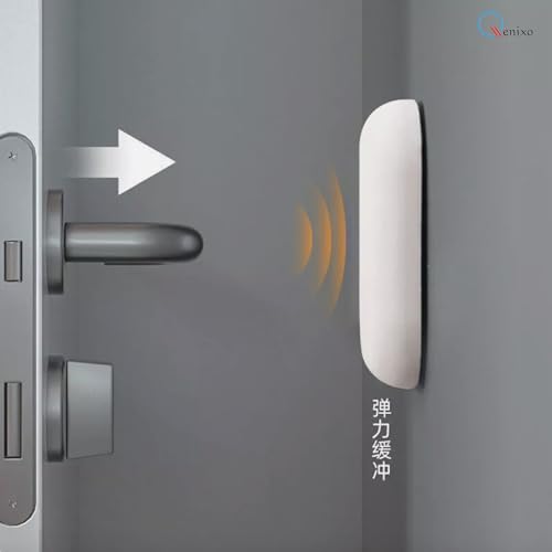 Qenixo Self Adhesive Door Stopper Bumper – Wall Protector for Home & Office | Soft Silicone Sound Dampener for Cabinets, Drawers, Furniture – 4 Pcs | No Drill, Waterproof, Shock Absorber