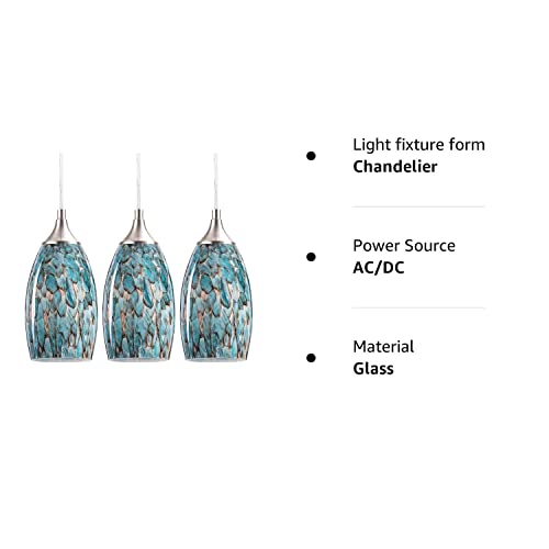 3-Light Pendant Light, Pendant Lighting For Kitchen Island With Handcrafted Art Glass, Chrome Finished Hanging Light Fixture With Adjustable Cord For Kitchen Dining Room Living Room Bedroom Hallway #TOP6