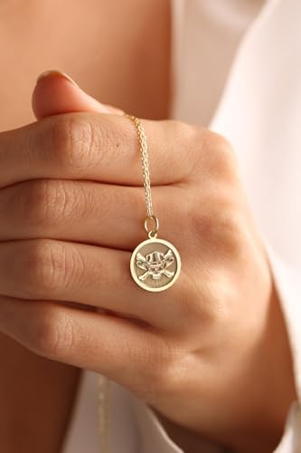 Bijou unisexe tête de mort gravée LKBEADS collier pièce de pirate