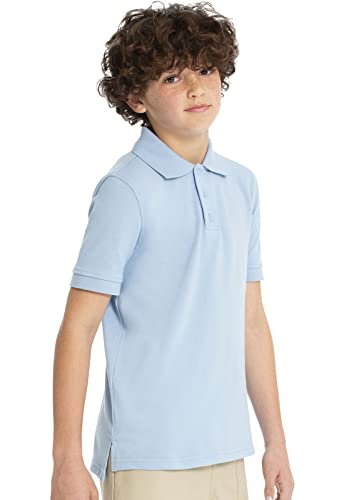 Image of Classroom Girls' Short SLV Pique Polo | 3 Button Placket, Side Vents, Droptail Hem, Ribbed Trim, Comfortable Everyday School Wear