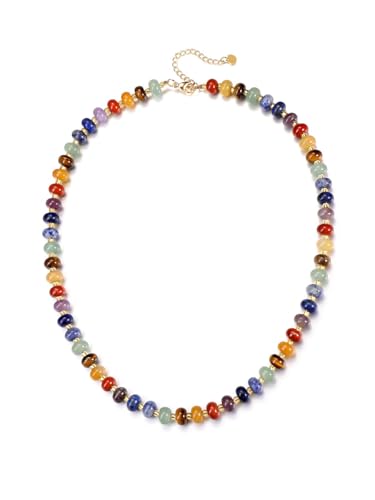 GEHECRST 7 Chakra Kette Heilsteine Kette Kristall Halskette Edelstein Halskette Amulett Glückskette Reiki Healing Talisman Glücksbringer Schmuck für Damen Herren