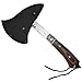 Promithi Camping Hatchet with Nylon Sheath, Axe Etched Wolf Head Stainless Steel with Wooden Grip, Outdoor Hunting Survival Hiking Tomahawk Axe, for Farming Activities