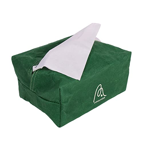 Amouhom Tissue Box Cover Portable and Washable Tissue Storage Box Environmentally Friendly Waterproof Kraft Paper Tissue Box Organiser for Bathroom, Bedroom, Office