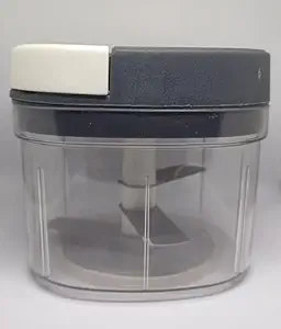 Vegetable Chopper Quick Premium Plastic Vegetable Chopper 600 ml Grey Polypropylene Mini Handy and Compact Chopper with 3 Blades for Effortlessly Chopping Vegetables and Fruits.