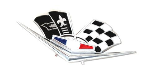 Image of 2Pcs 1962-1963 Impala 327 409 Belair Front Fender Emblem Replacement for Corvette (Silver Black)