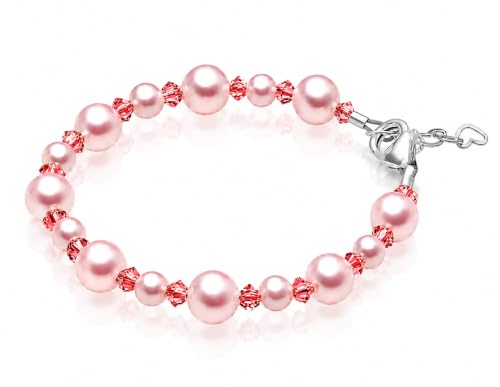 Image of Baby Crystals Pink Pearl Jewelry Bracelet for Girl | Keepsake Birthday Gift