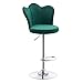 Podnoszone stołki barowe ergonomiczne krzesło obrotowe z oparciem regulowana wysokość wysoki stołek barowy - aksamitna poduszka | 41 cm poszerzona stalowa podstawa - zielony