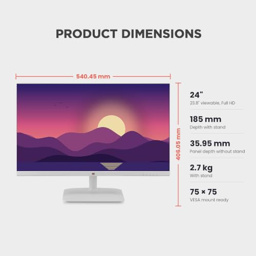 Image of ViewSonic VA2432-H-W-2 24 Inch Full HD IPS Monitor | 100Hz Refresh Rate | 1ms MPRT | HDMI & VGA | 3-Side Frameless Design | Eye ProTech Flicker-Free & Low Blue Light | VESA Mount