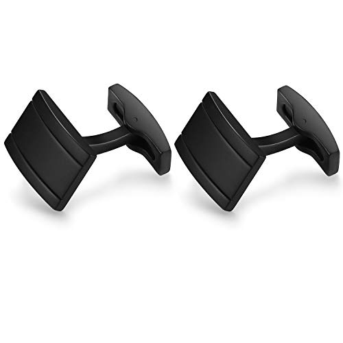 Image of HONEY BEAR Rectangle Cufflinks for Mens Steel Business Wedding Gift