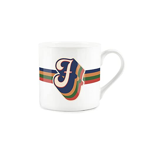 Purely Home Retro Alphabet Letter F Mug - Bone China White Coffee Tea Present Personalised Initial Gift - Image 3