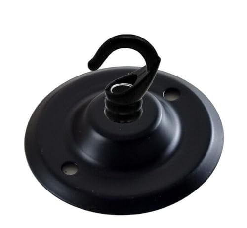 Vintage Matt Black Metal 75mm Ceiling Rose with Chain Hook Pendant Light Fitting Cover Plate Canopy Kit Single Outlet Front Fitting for Chandeliers Wall Lamps Hanging Lights Planters Home Garden