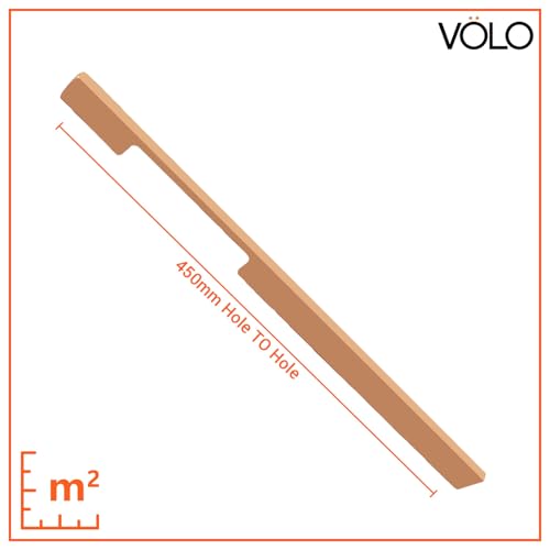 Image of VOLO Wardrobe Cabinet Handle - Multi-Use Pull Handle for Wardrobe, Drawer, Sliding Closet, and Door in Kitchen, Office, and Bedroom Pack of 1 (Rose Gold, 450MM (18 Inch))